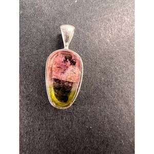 NEW Watermelon tourmaline sterling silver pendant 1.12 grams